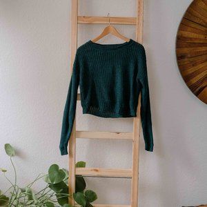 Forever 21 Women's Size M Dark Teal Cropped Sweater